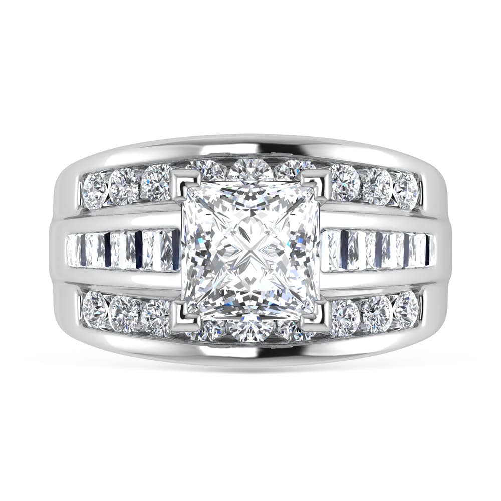 14K White Gold Lab Grown Diamond 5 ct.Tw. Princess Shape Engagement Ring (IGI Certified 4ct)