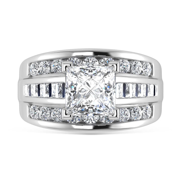 14K White Gold Lab Grown Diamond 5 ct.Tw. Princess Shape Engagement Ring (IGI Certified 4ct)