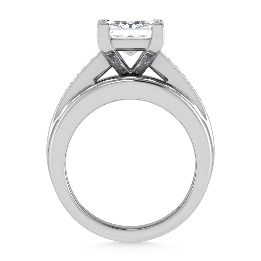 14K White Gold Lab Grown Diamond 6 ct.Tw. Princess Shape Engagement Ring (IGI Certified 5ct)