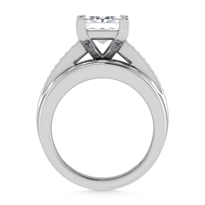 14K White Gold Lab Grown Diamond 6 ct.Tw. Princess Shape Engagement Ring (IGI Certified 5ct)