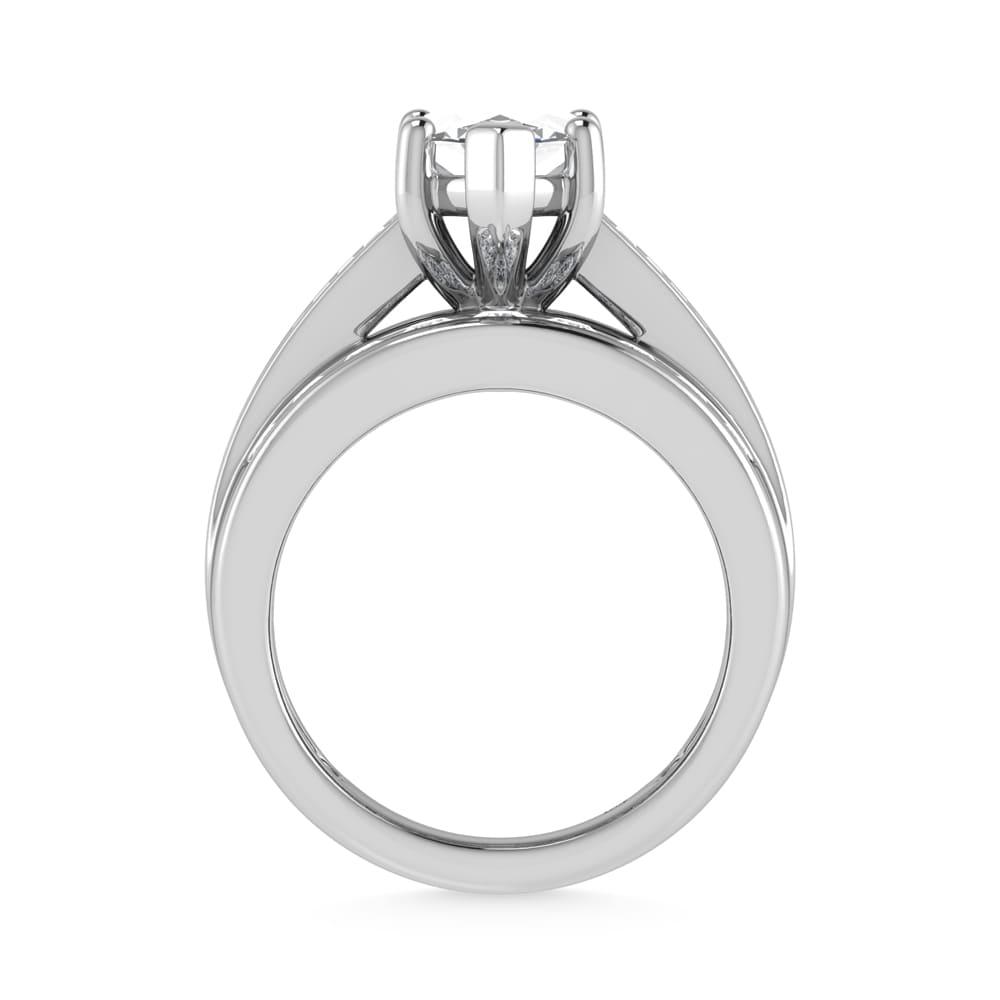 10K White Gold Lab Grown Diamond 3 7/8 ct.Tw. Marquise Shape Engagement Ring (IGI Certified Center 3ct)