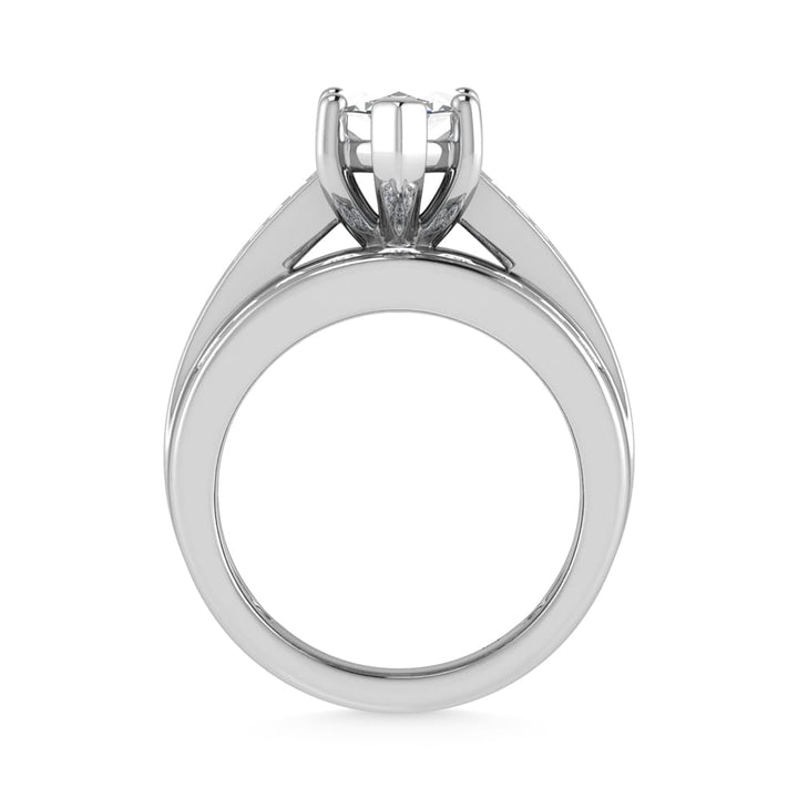 10K White Gold Lab Grown Diamond 3 7/8 ct.Tw. Marquise Shape Engagement Ring (IGI Certified Center 3ct)