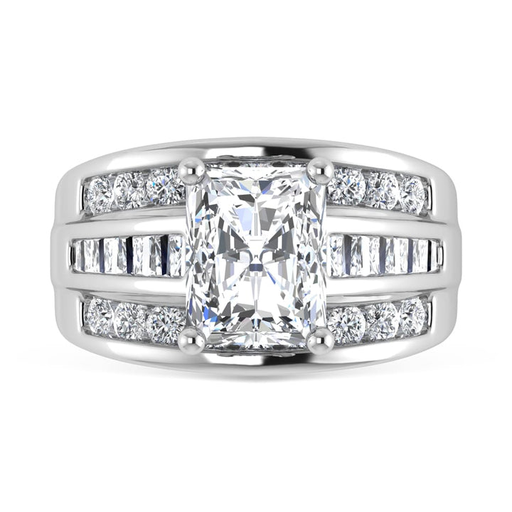 10K White Gold Lab Grown Diamond 3 7/8 ct.Tw. Radiant Shape Engagement Ring (IGI Certified Center 3ct)