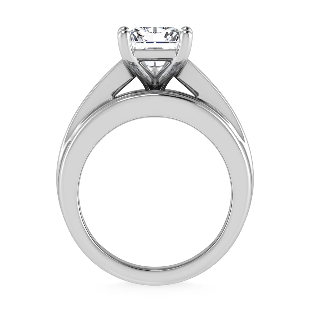 10K White Gold Lab Grown Diamond 3 7/8 ct.Tw. Radiant Shape Engagement Ring (IGI Certified Center 3ct)