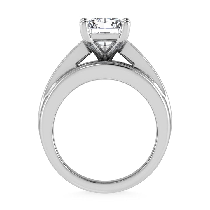 10K White Gold Lab Grown Diamond 3 7/8 ct.Tw. Radiant Shape Engagement Ring (IGI Certified Center 3ct)
