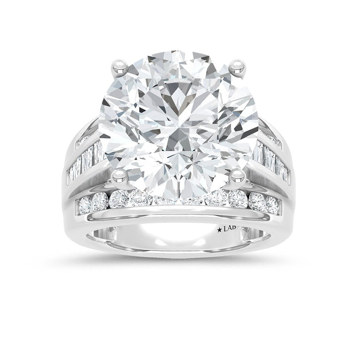 10K White Gold Lab Grown Diamond 3 7/8 ct.Tw. Round Shape Engagement Ring (IGI Certified Center 3ct)