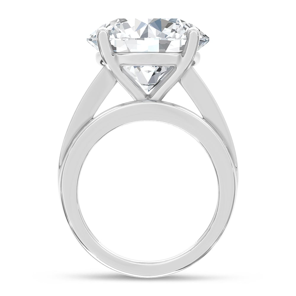 10K White Gold Lab Grown Diamond 3 7/8 ct.Tw. Round Shape Engagement Ring (IGI Certified Center 3ct)