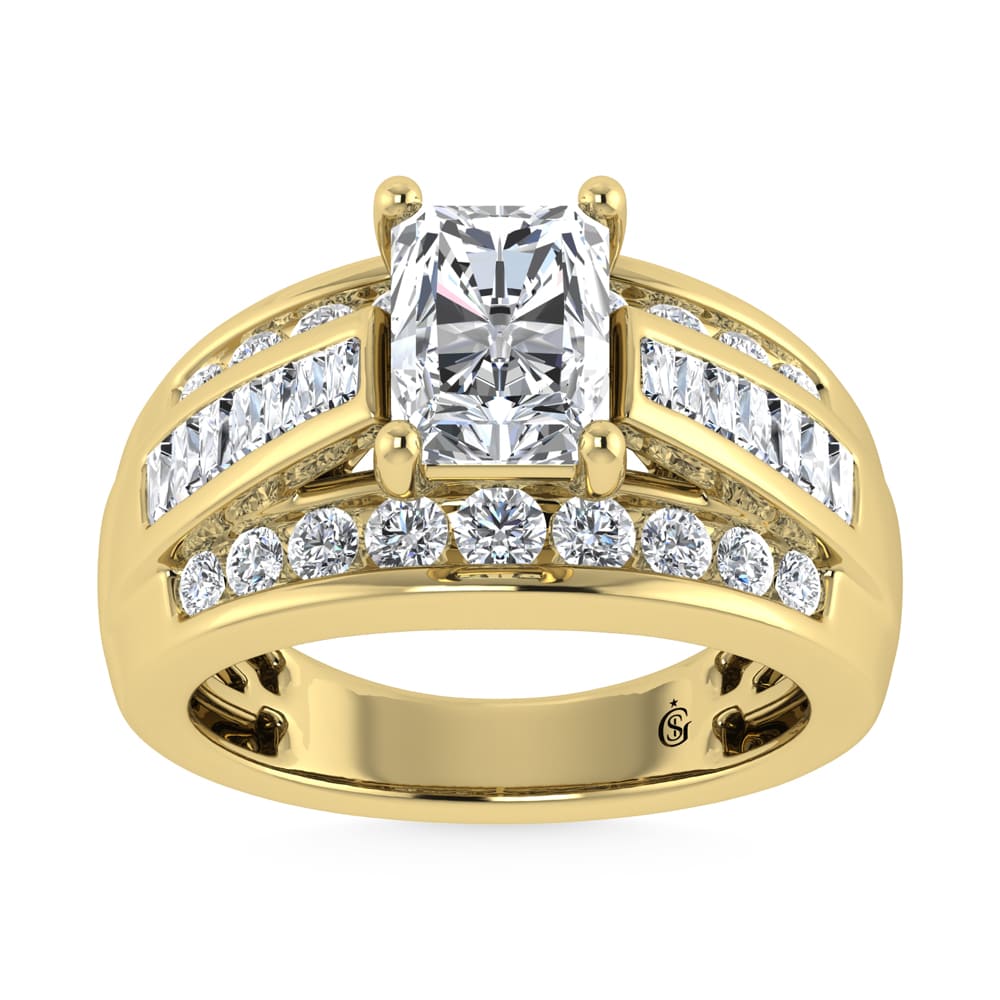 14K Yellow Gold Lab Grown Diamond 5 ct.Tw. Radiant Shape Engagement Ring (IGI Certified 4ct)
