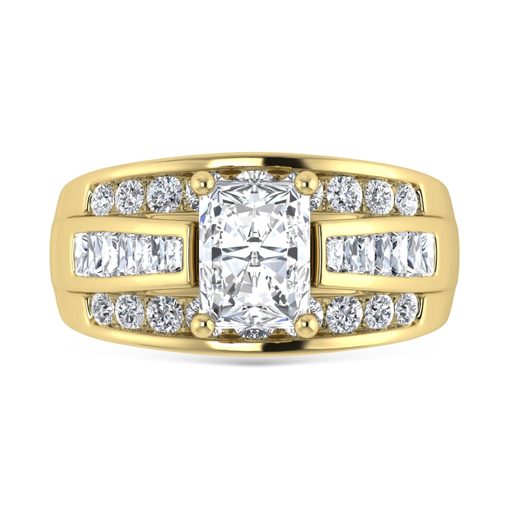 14K Yellow Gold Lab Grown Diamond 5 ct.Tw. Radiant Shape Engagement Ring (IGI Certified 4ct)