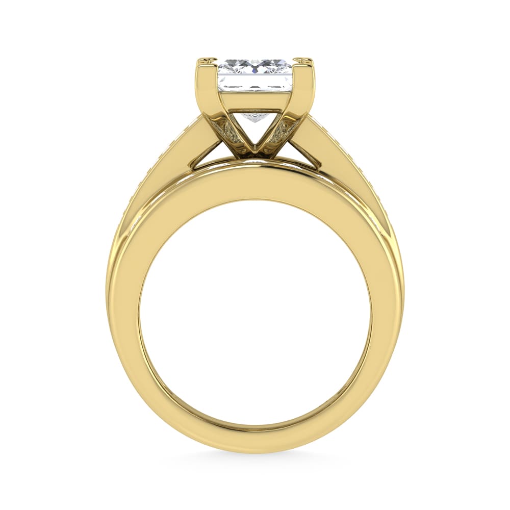 10K Yellow Gold Lab Grown Diamond 3 7/8 ct.Tw. Princess Shape Engagement Ring (IGI Certified Center 3ct)