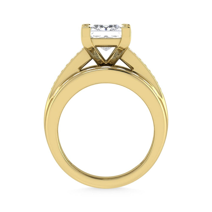 10K Yellow Gold Lab Grown Diamond 3 7/8 ct.Tw. Princess Shape Engagement Ring (IGI Certified Center 3ct)