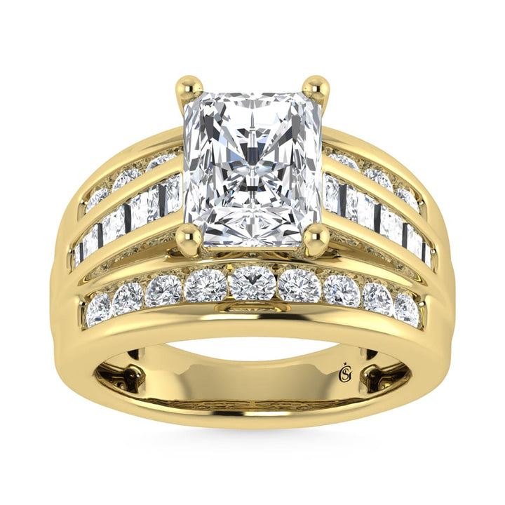 10K Yellow Gold Lab Grown Diamond 3 7/8 ct.Tw. Radiant Shape Engagement Ring (IGI Certified Center 3ct)