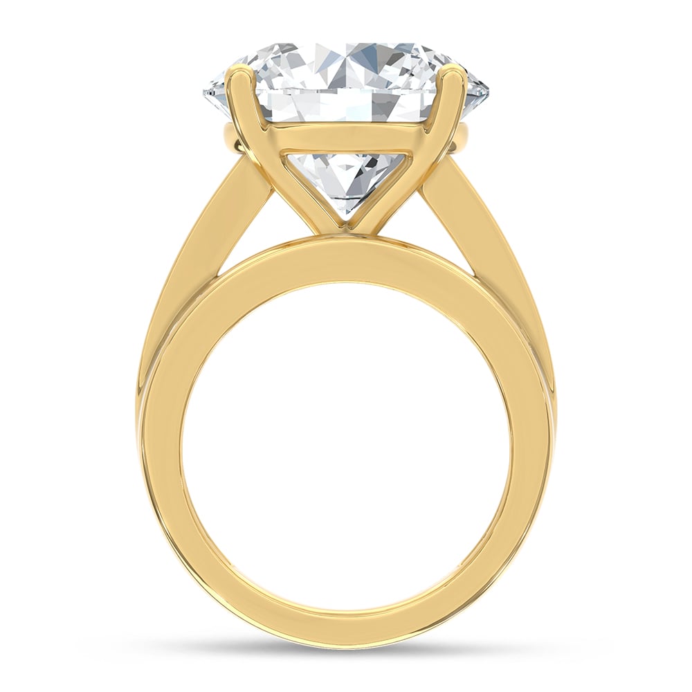 10K Yellow Gold Lab Grown Diamond 3 7/8 ct.Tw. Round Shape Engagement Ring (IGI Certified Center 3ct)