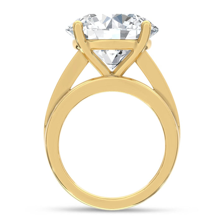 10K Yellow Gold Lab Grown Diamond 3 7/8 ct.Tw. Round Shape Engagement Ring (IGI Certified Center 3ct)