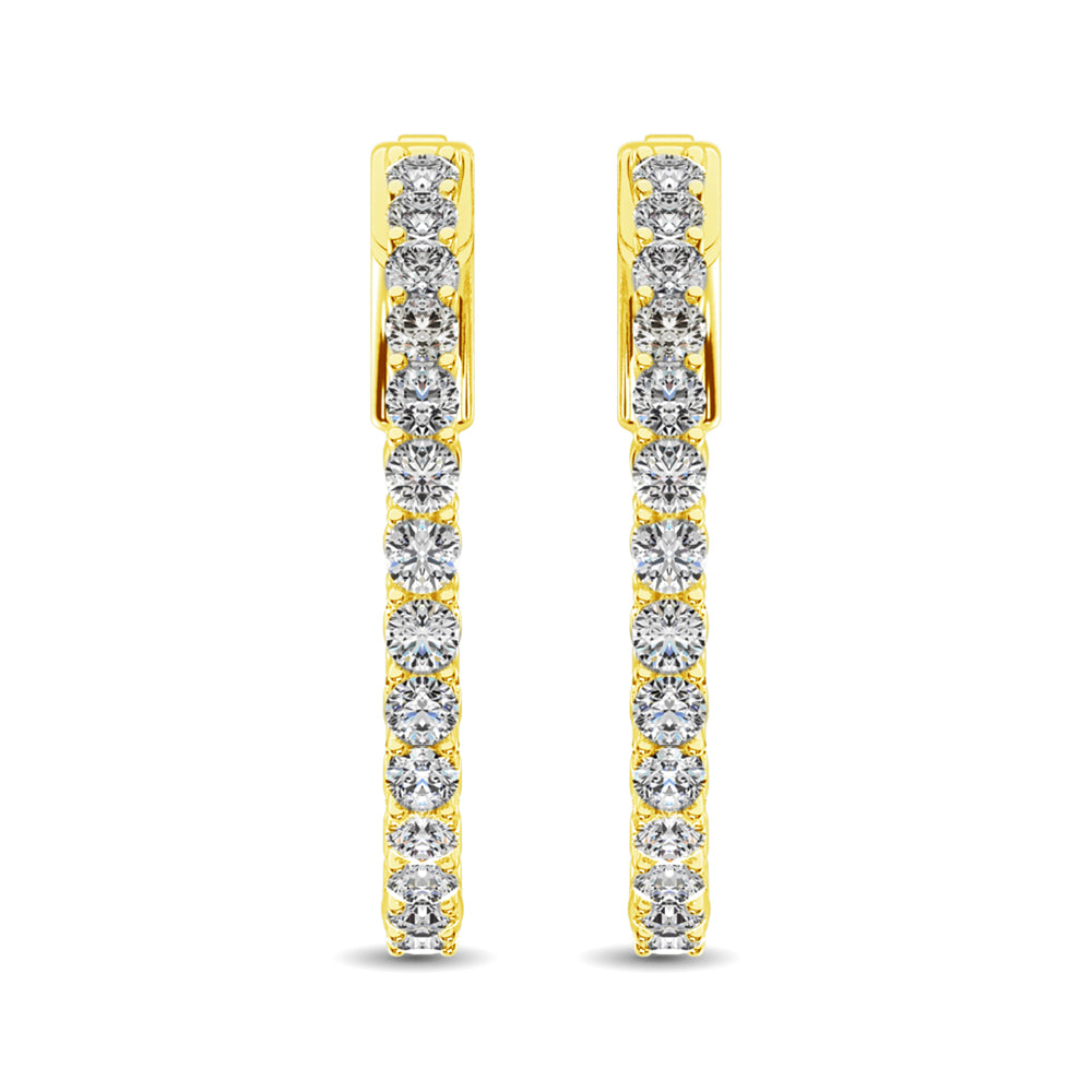 14K Yellow Gold Lab Grown Diamond 2 1/4 Ct.Tw. In and Out Hoop Earrings (1 1/4 inches)