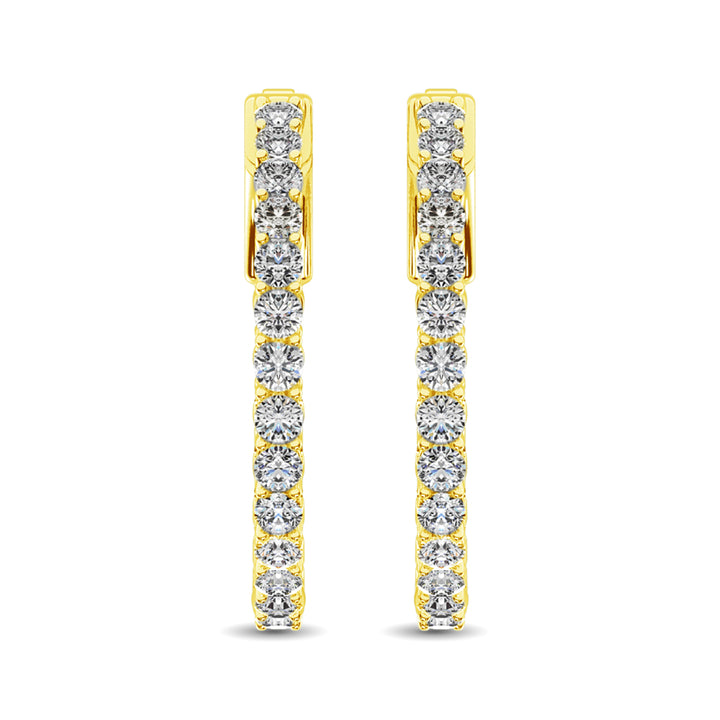 14K Yellow Gold Lab Grown Diamond 2 1/4 Ct.Tw. In and Out Hoop Earrings (1 1/4 inches)
