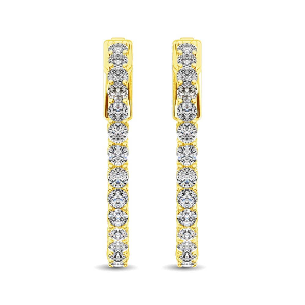 14K Yellow Gold Lab Grown Diamond 2 Ct.Tw. In and Out Hoop Earrings (3/4 inches)