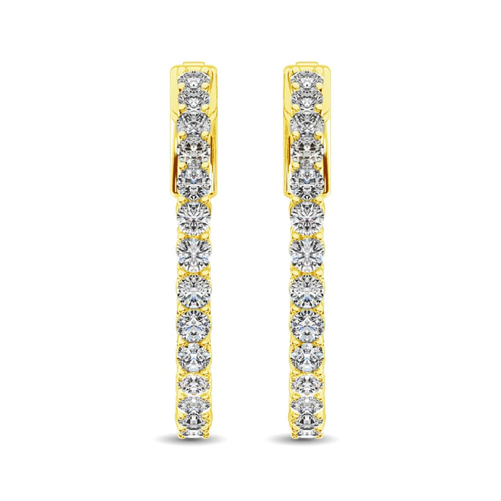 14K Yellow Gold Lab Grown Diamond 2 Ct.Tw. In and Out Hoop Earrings (3/4 inches)