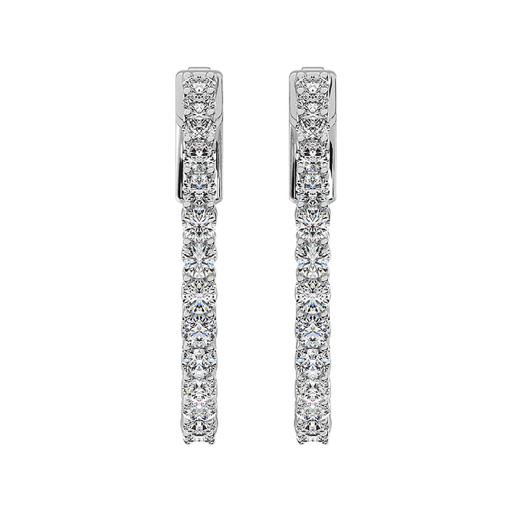 14K White Gold Lab Grown Diamond 3 1/4Ct.Tw. In and Out Hoop Earrings (1 inches)