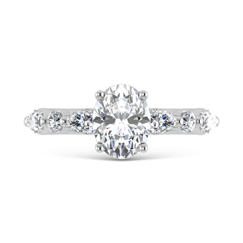 14K White Gold Lab Grown Diamond 2 1/2 Ct.Tw. Oval Shape Halo Engagement Ring (IGI Certified Center 2ct)