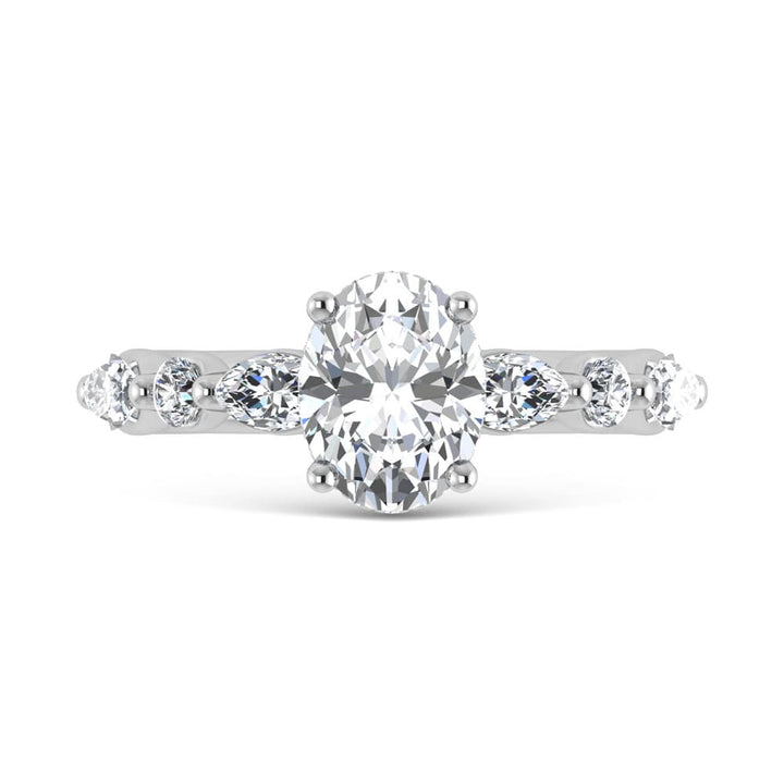 14K White Gold Lab Grown Diamond 2 1/2 Ct.Tw. Oval Shape Halo Engagement Ring (IGI Certified Center 2ct)