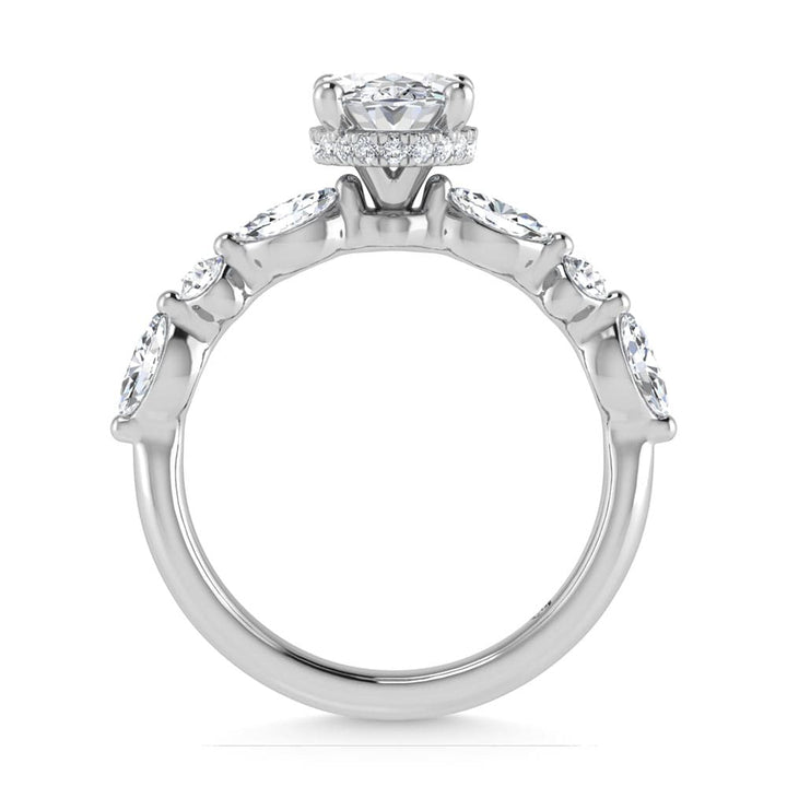 14K White Gold Lab Grown Diamond 3 1/2 Ct.Tw. Oval Shape Halo Engagement Ring (IGI Certified Center 3ct)