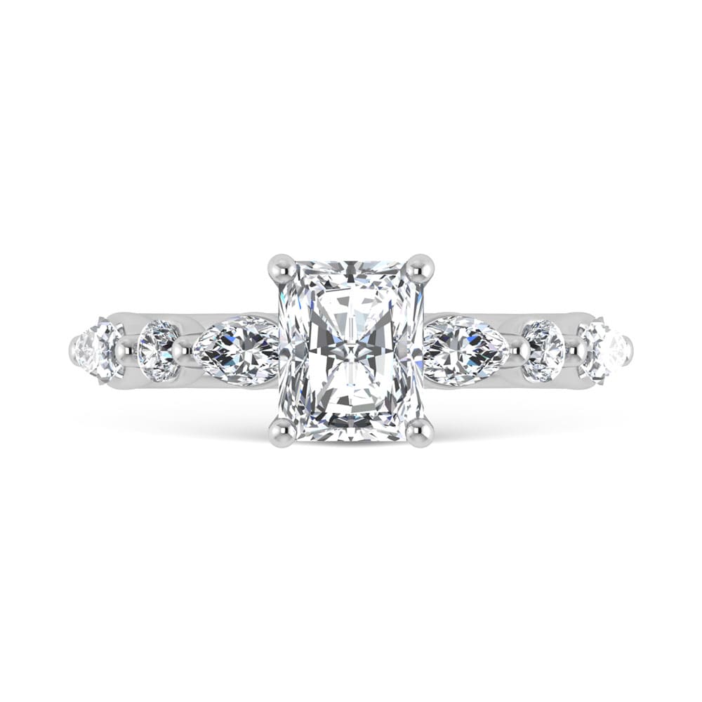 14K White Gold Lab Grown Diamond 2 1/2 Ct.Tw.Radiant Shape  Halo Engagement Ring ((IGI Certified Center 2ct)
