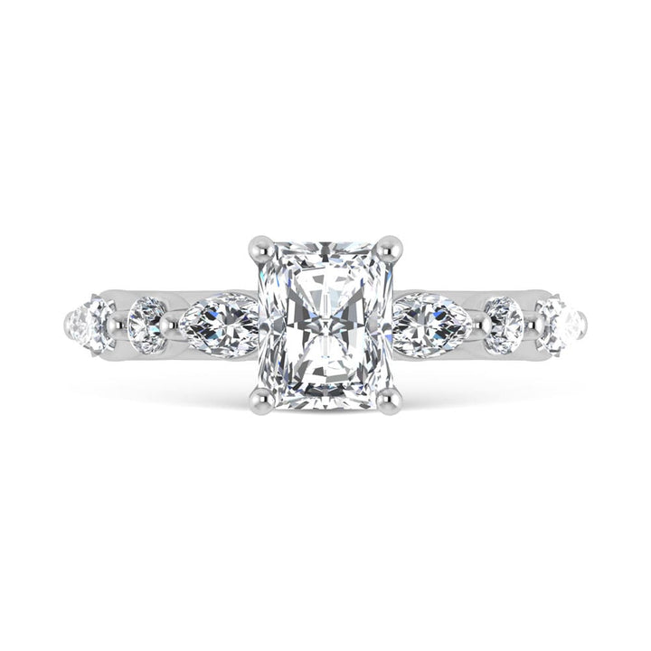 14K White Gold Lab Grown Diamond 2 1/2 Ct.Tw.Radiant Shape  Halo Engagement Ring ((IGI Certified Center 2ct)
