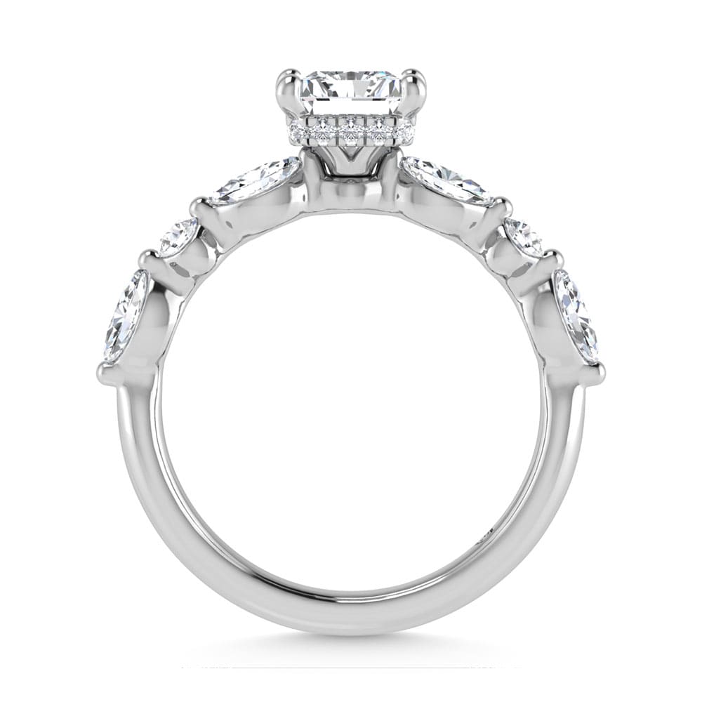 14K White Gold Lab Grown Diamond 2 1/2 Ct.Tw.Radiant Shape  Halo Engagement Ring ((IGI Certified Center 2ct)