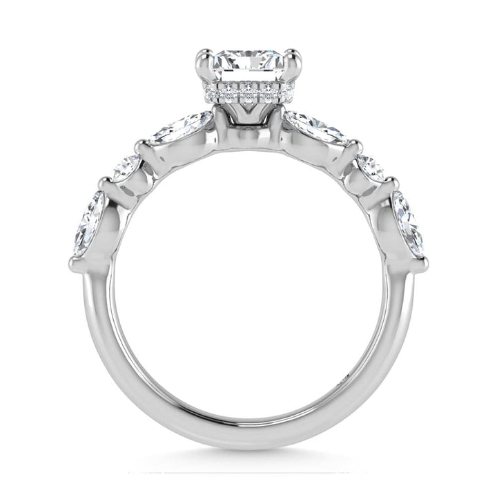 14K White Gold Lab Grown Diamond 2 1/2 Ct.Tw.Radiant Shape  Halo Engagement Ring ((IGI Certified Center 2ct)