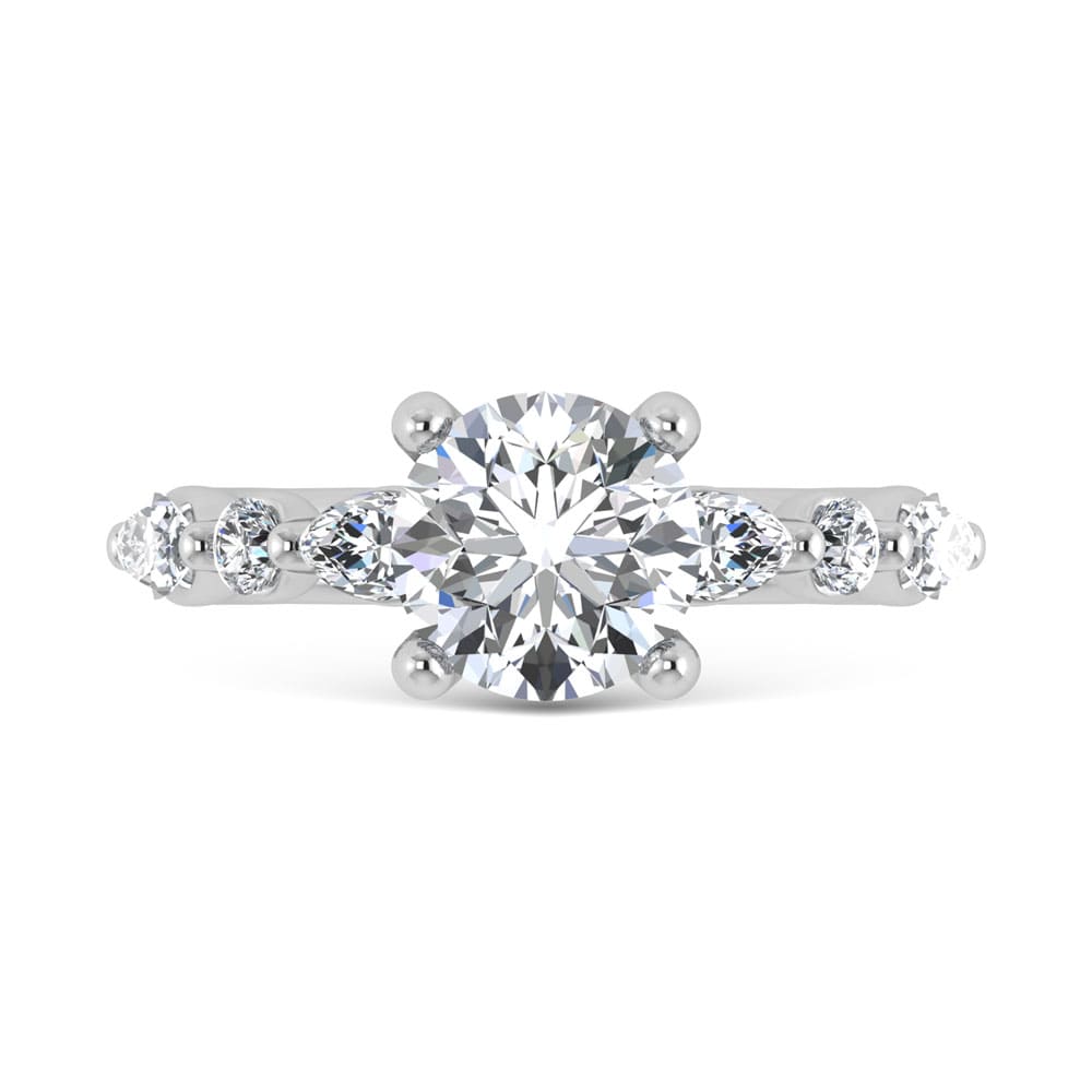14K White Gold Lab Grown Diamond 2 1/2 Ct.Tw. Round Shape Halo Engagement Ring (IGI Certified Center 2ct)