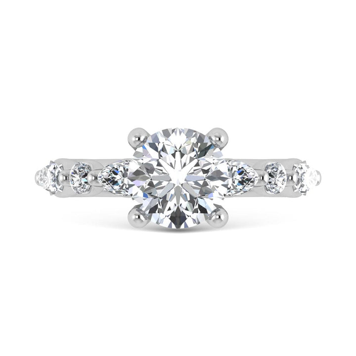 14K White Gold Lab Grown Diamond 2 1/2 Ct.Tw. Round Shape Halo Engagement Ring (IGI Certified Center 2ct)