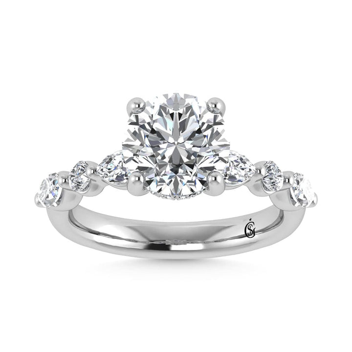 14K White Gold Lab Grown Diamond 3 1/2 Ct.Tw. Round Shape Halo Engagement Ring (IGI Certified Center 3ct)