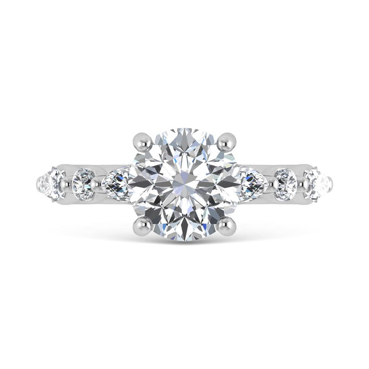 14K White Gold Lab Grown Diamond 3 1/2 Ct.Tw. Round Shape Halo Engagement Ring (IGI Certified Center 3ct)