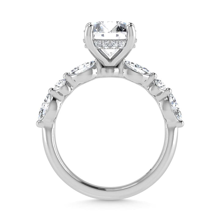 14K White Gold Lab Grown Diamond 3 1/2 Ct.Tw. Round Shape Halo Engagement Ring (IGI Certified Center 3ct)