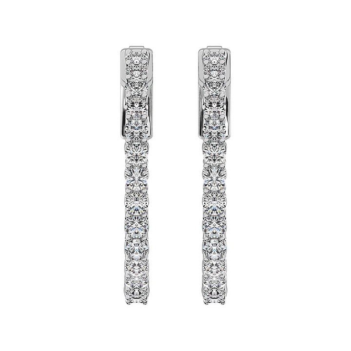 14K White Gold Lab Grown Diamond 1 Ct.Tw. In and Out Hoop Earrings (3/4 inches)