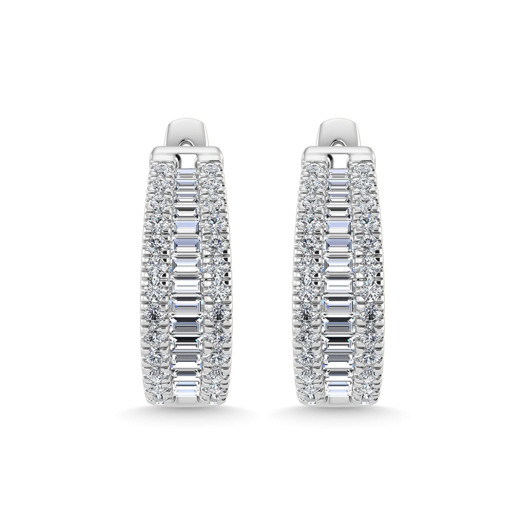 14K White Gold Lab Grown Diamond 1 1/2 Ct.Tw. Hoop Earrings