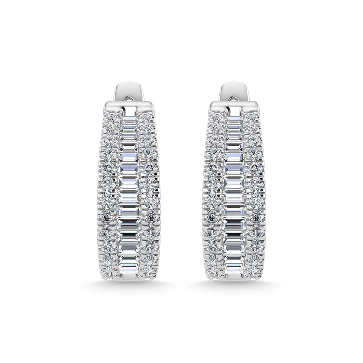 14K White Gold Lab Grown Diamond 1 1/2 Ct.Tw. Hoop Earrings