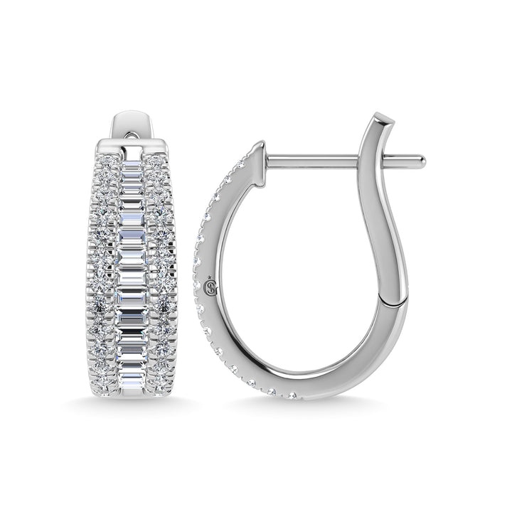 14K White Gold Lab Grown Diamond 2 Ct.Tw. Hoop Earrings