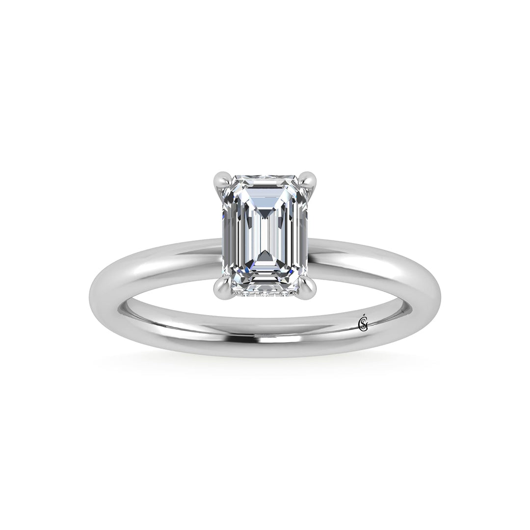 14K White Gold Lab Grown Diamond 1 1/2 Ct.Tw. Emerald Shape Engagement Ring (IGI Certified Center 1 1/2ct)