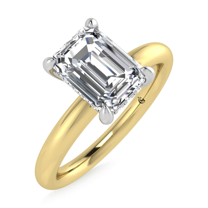 14K White Gold Lab Grown Diamond 1 1/2 Ct.Tw. Emerald Shape  Engagement Ring (IGI Certified Center 1 1/2ct)