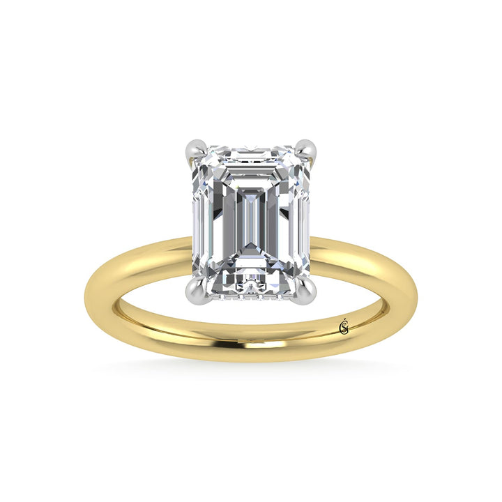 14K White Gold Lab Grown Diamond 3 1/20 Ct.Tw. Emerald Shape  Engagement Ring (IGI Certified Center 3ct)