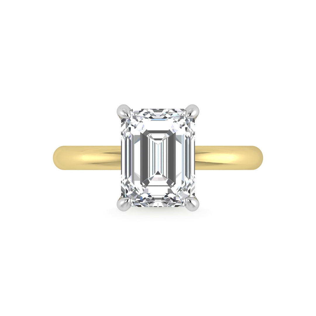 14K White Gold Lab Grown Diamond 3 1/20 Ct.Tw. Emerald Shape  Engagement Ring (IGI Certified Center 3ct)