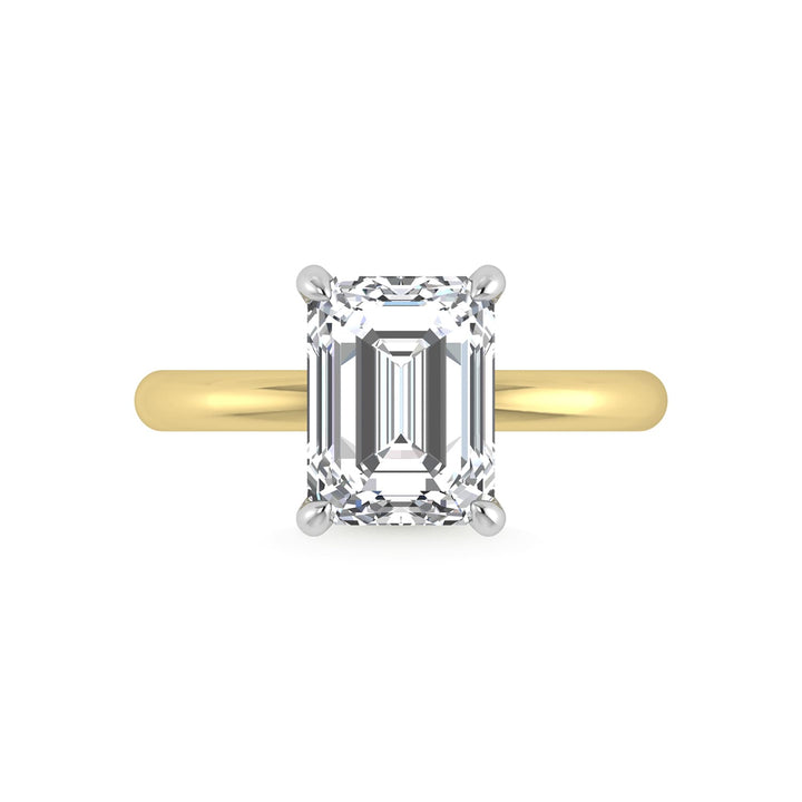14K White Gold Lab Grown Diamond 3 1/20 Ct.Tw. Emerald Shape  Engagement Ring (IGI Certified Center 3ct)