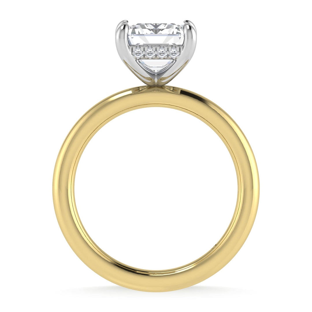 14K White Gold Lab Grown Diamond 3 1/20 Ct.Tw. Emerald Shape  Engagement Ring (IGI Certified Center 3ct)