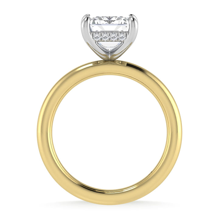 14K White Gold Lab Grown Diamond 3 1/20 Ct.Tw. Emerald Shape  Engagement Ring (IGI Certified Center 3ct)