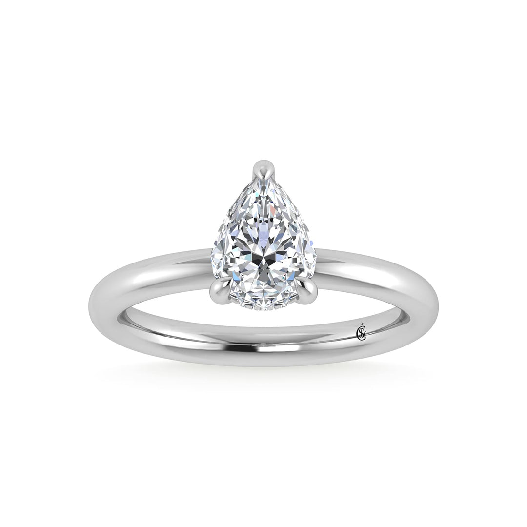 14K White Gold Lab Grown Diamond 1 1/2 Ct.Tw. Pear Shape Engagement Ring (IGI Certified Center 1 1/2ct)
