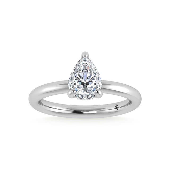 14K White Gold Lab Grown Diamond 1 1/2 Ct.Tw. Pear Shape Engagement Ring (IGI Certified Center 1 1/2ct)