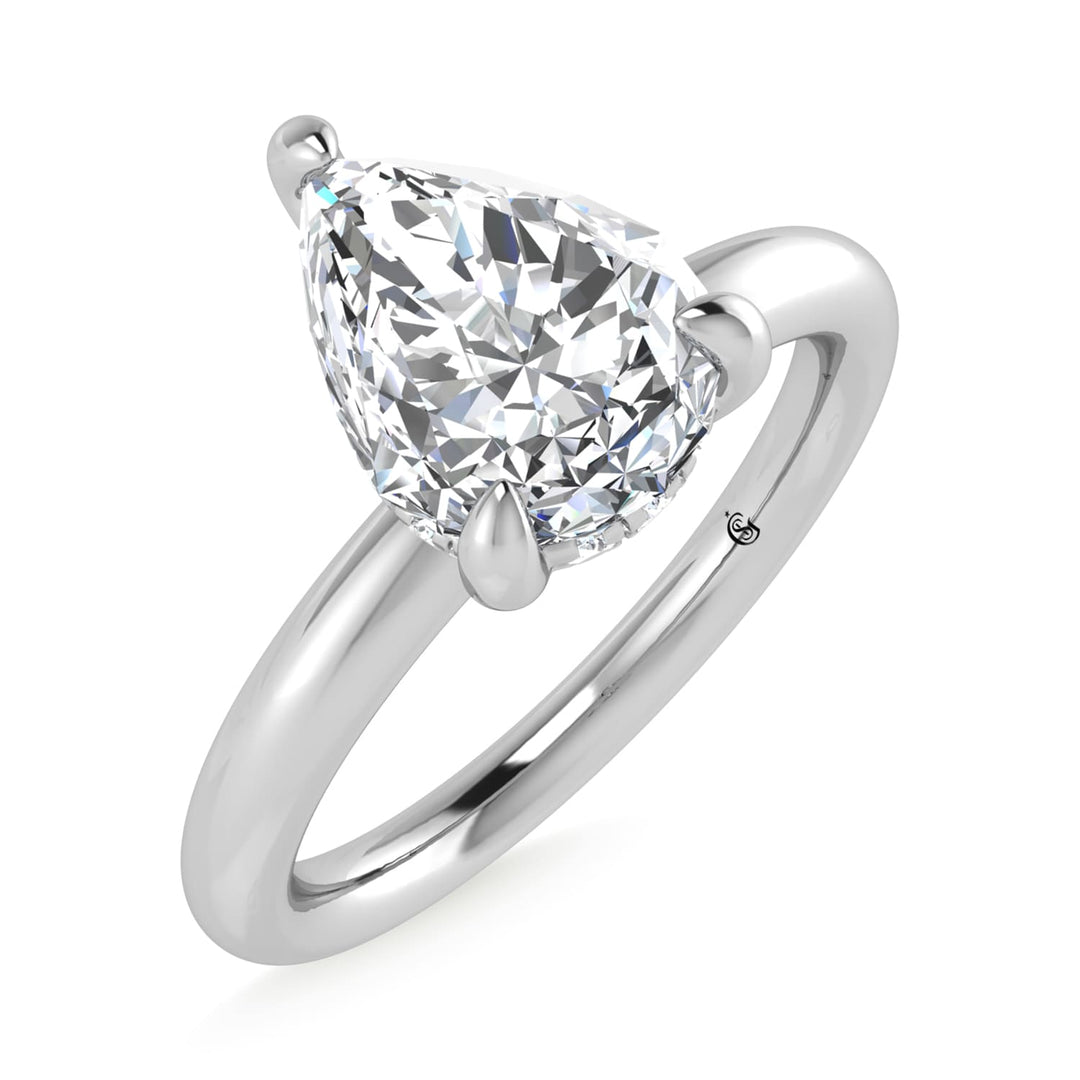 14K White Gold Lab Grown Diamond 1 1/2 Ct.Tw. Pear Shape Engagement Ring (IGI Certified Center 1 1/2ct)