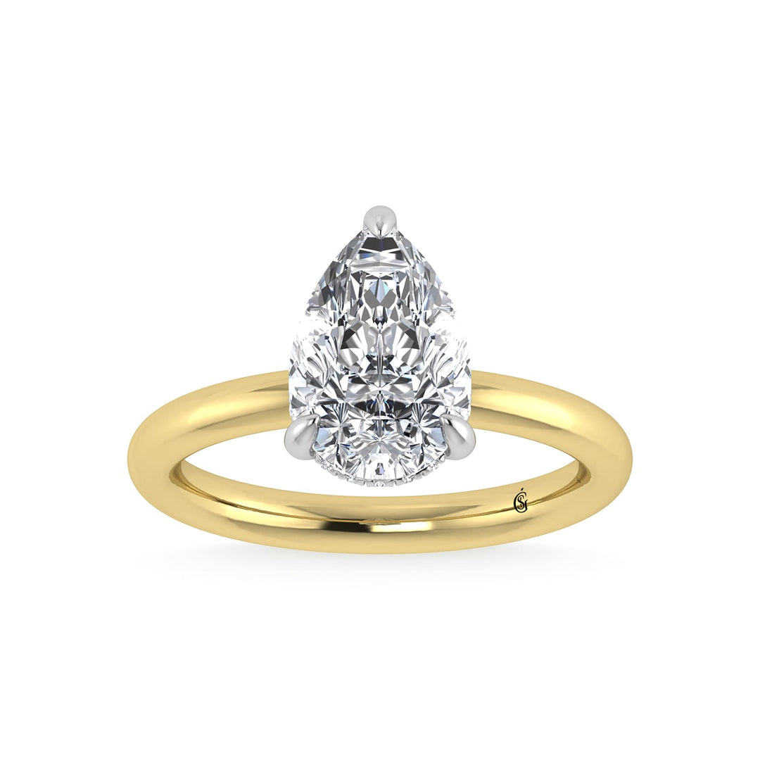 14K White Gold Lab Grown Diamond 3 1/20 Ct.Tw. Pear Shape  Engagement Ring (IGI Certified Center 3ct)